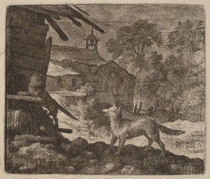 The Cat Enters the Barn as Reynard Looks On