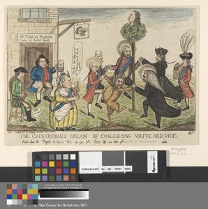 The Countryman's Dream of Coalescing Virtue and Vice, Round about the Maypole see how we trot, hot pot, hot, brown Ale we have got...