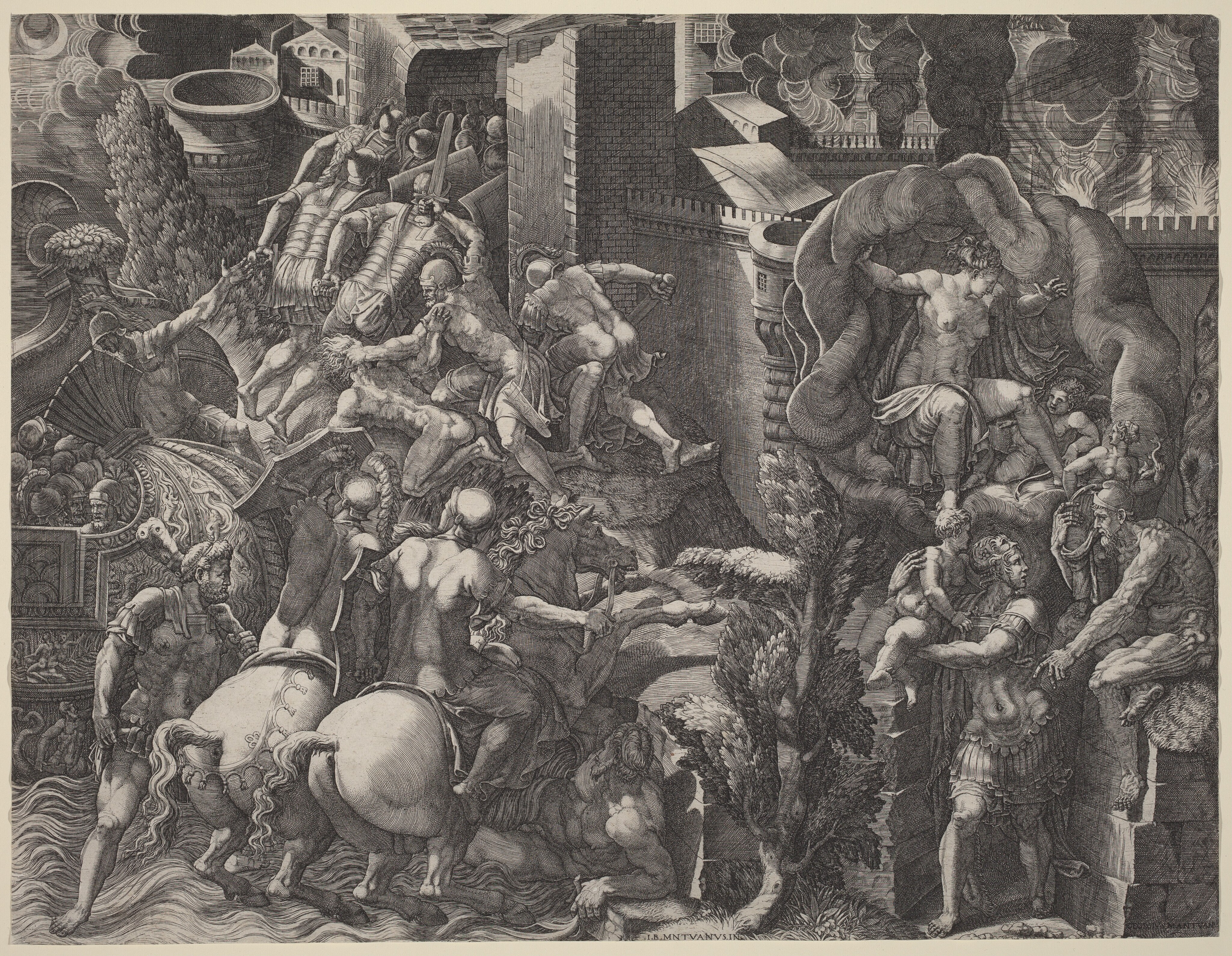 The Fall of Troy and the Escape of Aeneas by Giorgio Ghisi