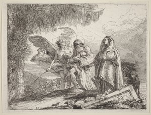 The Flight, Holy Family Walking with Angel