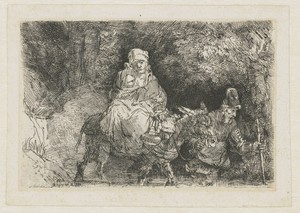 The flight into Egypt crossing a brook