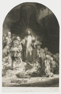 The Hundred Guilder Print: the central piece with Christ preaching, the plate arched