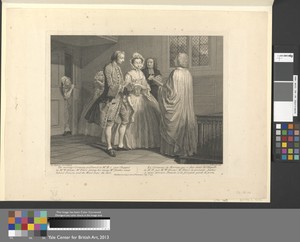 The Marriage Ceremony performed in Mr. B.'s own Chappel by Mr. Williams, Mr. Peters giving her away, Mrs. Jewkes waits behind Pamela and the Maid keeps the door