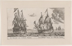 The "Parel" (Pearl), an East Indiaman and the "Dubbele Arent" (Spread Eagle), a West Indiaman