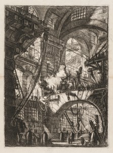 The Prisons:  A Perspective of Arches with a Smoking Fire in the Center
