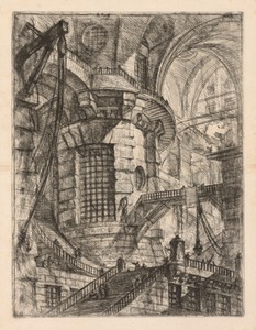 The Prisons:  A Vaulted Building with a Central Column with Barred Window