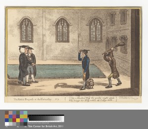 The Rake's-Progress at the University - No. 3 - "The Master's Wig the guilty wight appals, who brings his Dog within the College walls."