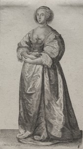 The Several Habits of English Women, from the Nobility to the Country Women as they are in these times:  The Woman with Flowers