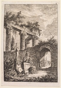 The Statue in Front of Ruins