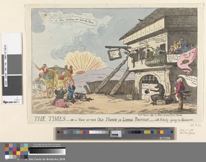 The Times - or a View of the Old House in Little Brittain - with Nobody Giving to Hannover