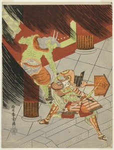 The Warrior Watanabe no Tsuna Fighting the Demon at Rashomon