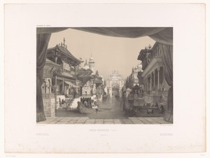 Theaterdecor met een kanaal in een Chinese stad