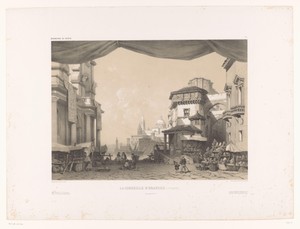 Theaterdecor voor de eerste acte van het stuk Zerline (of La corbeille d'oranges)