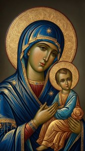 Theotokos Icon Blue Gold