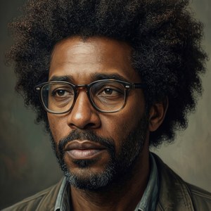 Thoughtful Afro Man