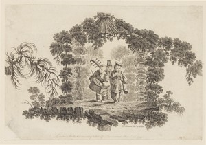 Three Figures Playing Musical Instruments, from "Recueil de Plusieurs Jeux d'Enfants Chinois"