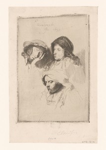 Three heads of women: one asleep