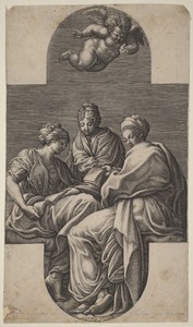 Three Muses and a Gesturing Putto