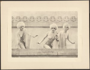 [Three Partially Nude Females Wearing Blonde Wigs and Partially Draped in Cloth]