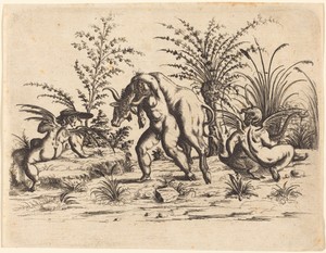 Three Putti with a Dead Bull