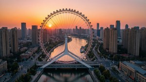 Tianjin Eye Sunset Aerial