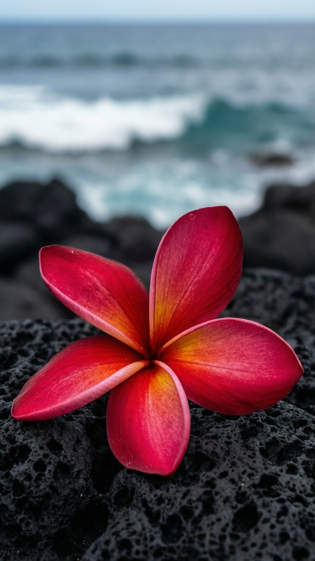 Tiare Flower on Lava by Wallpapers.art Studio