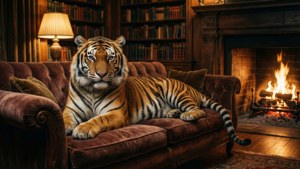 Tiger's Cozy Library Lounge