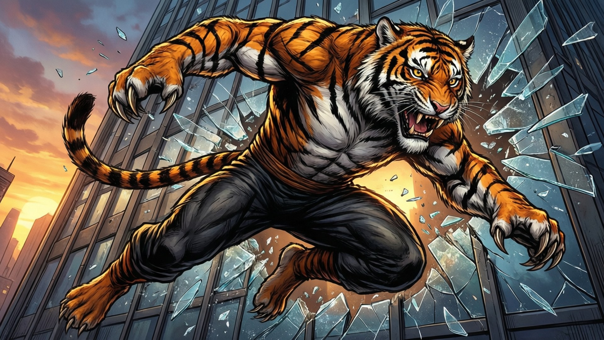 Tiger's Urban Ambush by Wallpapers.art Studio