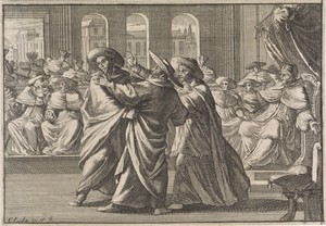Tijdens de verkiezing van Urbanus VIII geraken kardinaal Borja en kardinaal Antonio Barberini slaags met elkaar, 1632