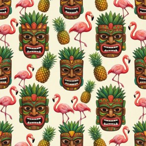 Tiki Summer Seamless Pattern