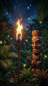 Tiki Torch Garden Night