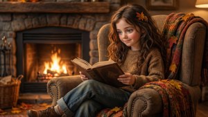 Tilly Reading by the Fire