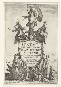 Titelblad voor het boek 'Statuti dell'ordine de' Cavalieri di Santo Stefano'