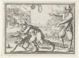 Titelblad voor het pamflet: De Leuterbol van Diest, de Hond en de Pikbroek, by den Laatste Stuyver, 1702