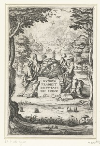 Titelpagina met wijzen om een hemelglobe