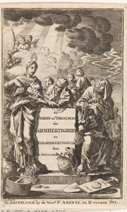 Titelpagina van Adriaan Spinniker 'De Werken en Vergelding Der Barmhertigheid En Ombarmhertigheid' 1711