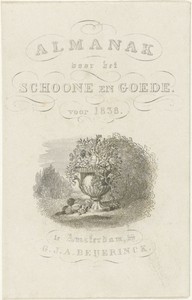 Titelpagina voor de Almanak voor het Schoone en Goede, 1838