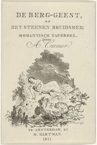 Titelpagina voor De berggeest of het steenen bruidsbed, van A. Cramer, Amsterdam, 1815