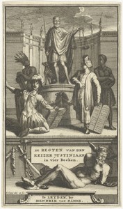Titelpagina voor De regten van den keizer Justiniaan, Leiden, 1705