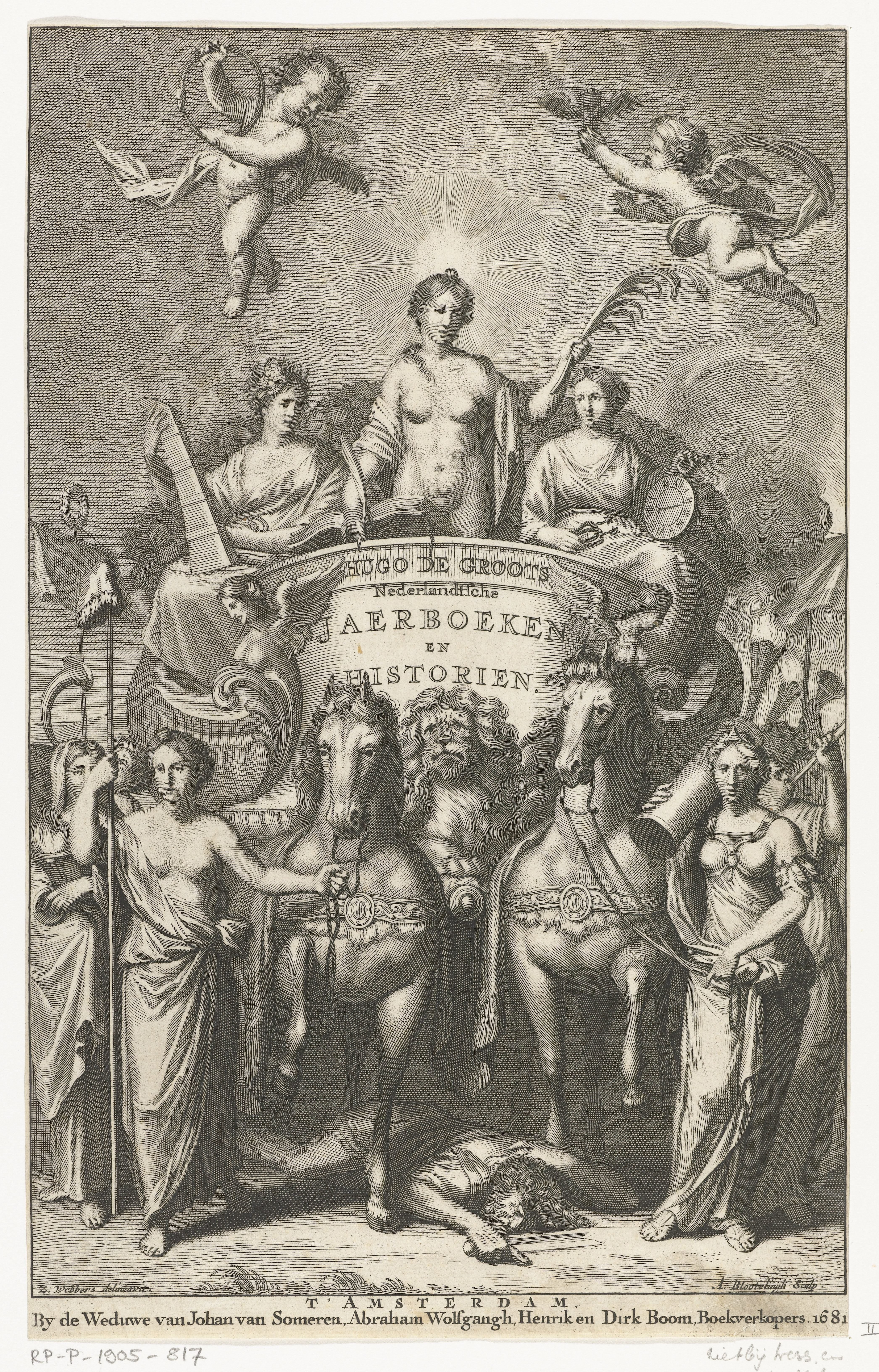Titelpagina voor Hugo de Groots Nederlandtsche Jaerboeken en Historien, 1681 by Abraham Bloteling
