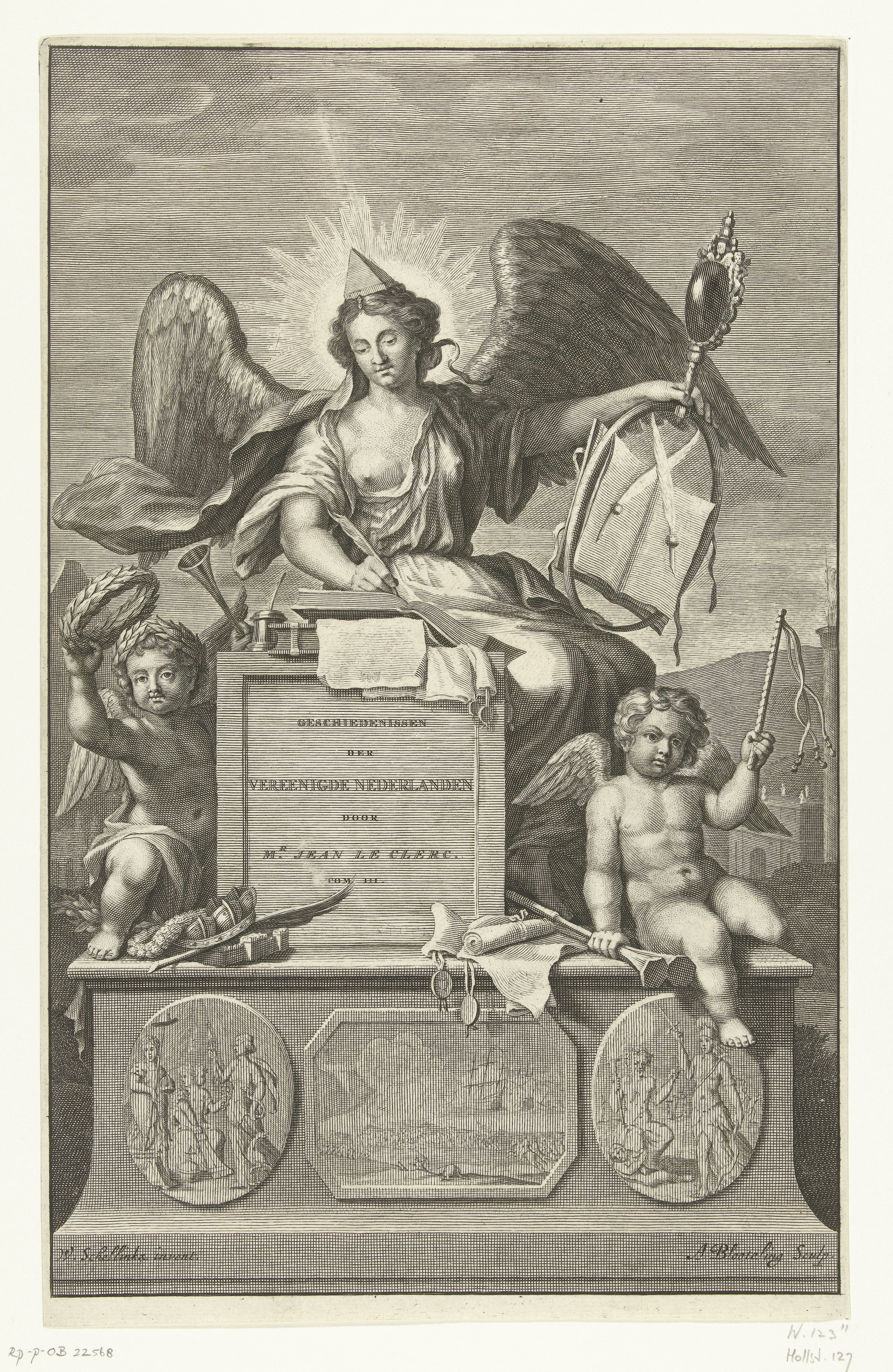 Titelpagina voor: J. Le Clerc, Geschiedenissen der Vereenigde Nederlanden, dl. III by Abraham Bloteling