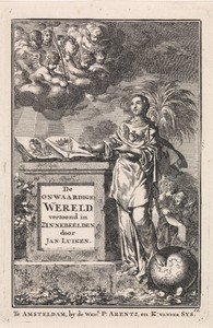 Titelpagina voor Jan Luyken 'De Onwaardige Wereld', 1710