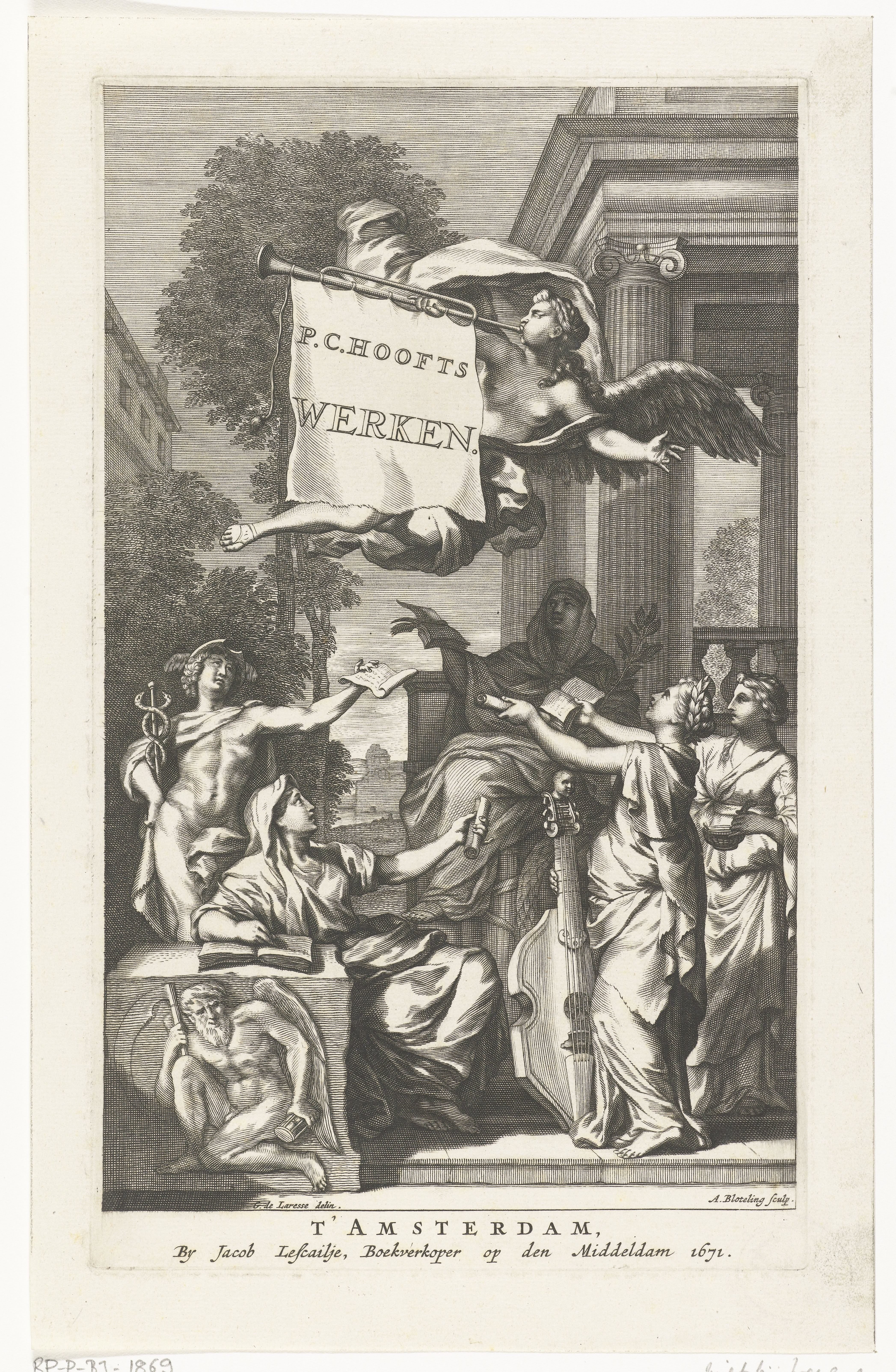 Titelpagina voor: P.C. Hooft, Werken, Amsterdam, 1671 by Abraham Bloteling