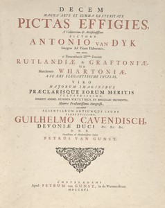 Titelpagina voor Pieter van Gunst, Decem Magna Arte Et Summa Dexteritate Pictas Effigies, 1716