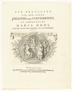 Titelpagina voor Ter bruylofte van den heere Johannes van Coevenhoven en jongkvrouwe Maria Hoos, Amsterdam, 1723