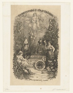 Titelprent met allegorieën op liefde voor dichtkunst en kunst en wetenschap