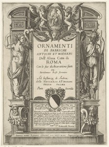Titelprent met allegorische figuren en putti