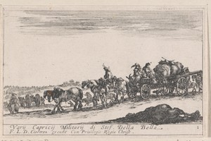 Titelprent met bagagestoet van een leger