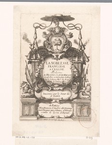 Titelprent met cartouche, kardinaalshoed en het wapen van Claude Maugis