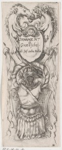 Titelprent met cartouche met wapenrusting en twee paardenhoofden
